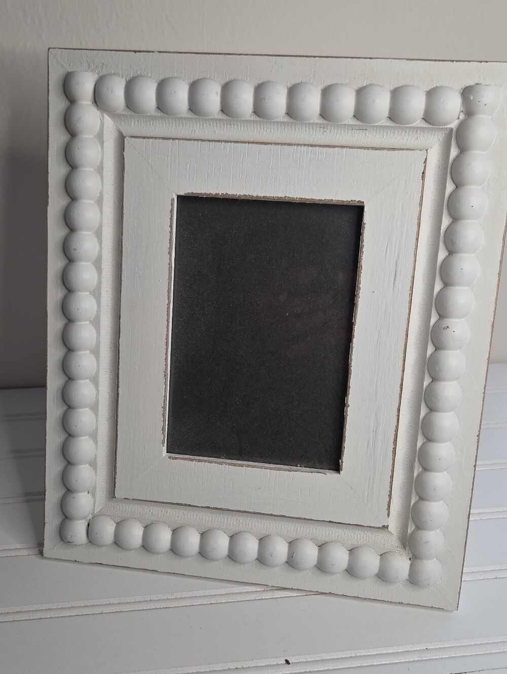 Kirklands White Beaded 5x7 Picture Frame Primitive Farmhouse
